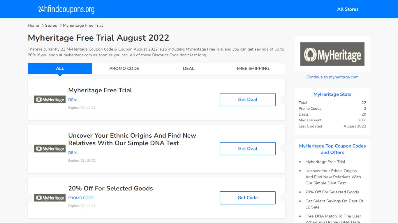 July 2022: Myheritage Free Trial | 22 Coupon