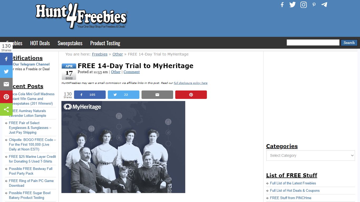 FREE 14-Day Trial to MyHeritage - Hunt4Freebies